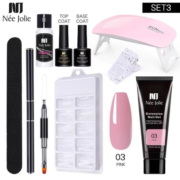 Nail Gel Set 6W LED Lamp Full Manicure Set Quick Extension Nail Kit Gel Building Polygels Set For Nails Tool Kit Nail Art Kit - Image 2