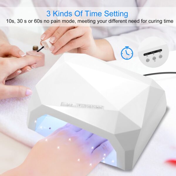 36W UV LED Lamp Nail Polish Dryer 15 LEDs Fingernail Toenail Gel Curing Machine Nail Art Painting Salon Tools Set US Plug - Image 2