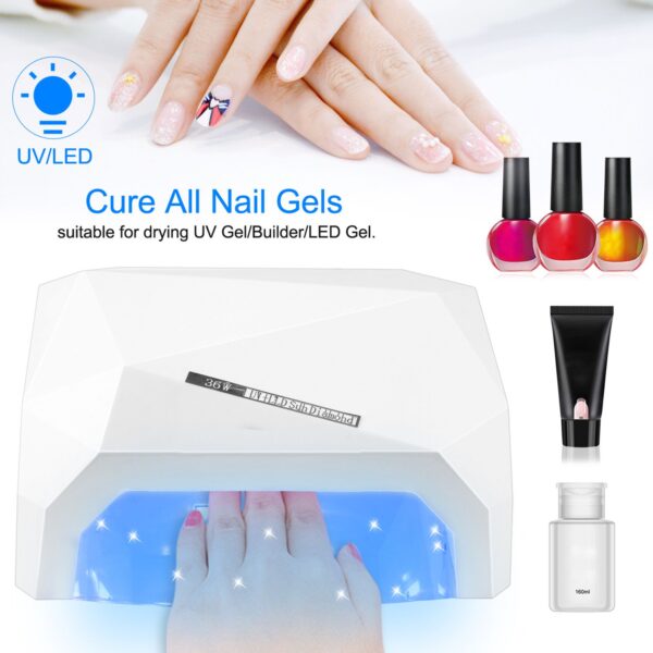 36W UV LED Lamp Nail Polish Dryer 15 LEDs Fingernail Toenail Gel Curing Machine Nail Art Painting Salon Tools Set US Plug - Image 4